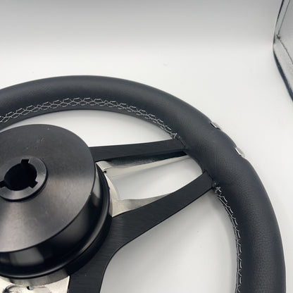 Gussi Italia Boat Steering Wheel Stainless Steel Spoke Leather Rim | APEX Boats