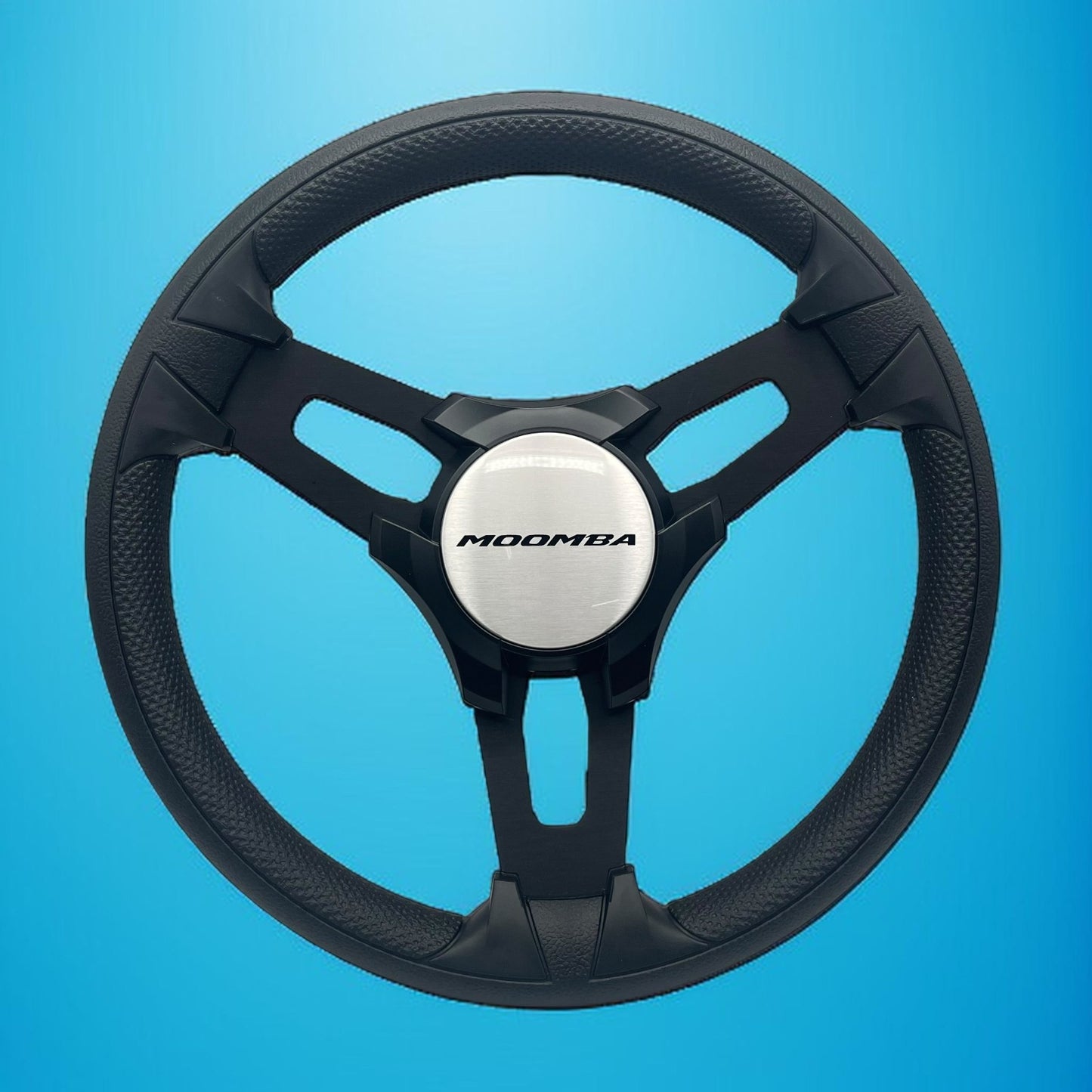 Gussi Italia Boat Model 15 Steering Wheel Black Brushed Alum Spokes |Blk Moomba