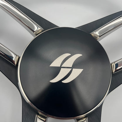 Varatti Boat Steering Wheel Stainless Steel Spoke Leather Rim | Varatti Logo