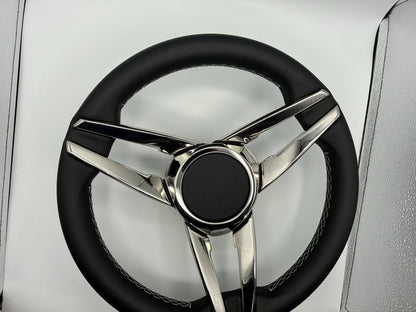 Caneva Boat Steering Wheel Stainless Steel Spoke Leather Rim | Plain