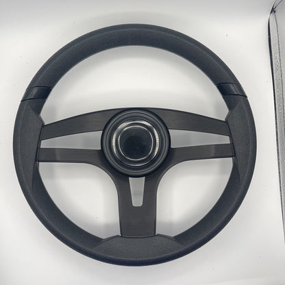 Badia Boat Steering Wheel Brushed Black Aluminum Spokes | LG Black Snap-in