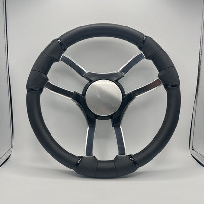 Malera Boat Steering Wheel Chrome Spokes | Blank Black Star