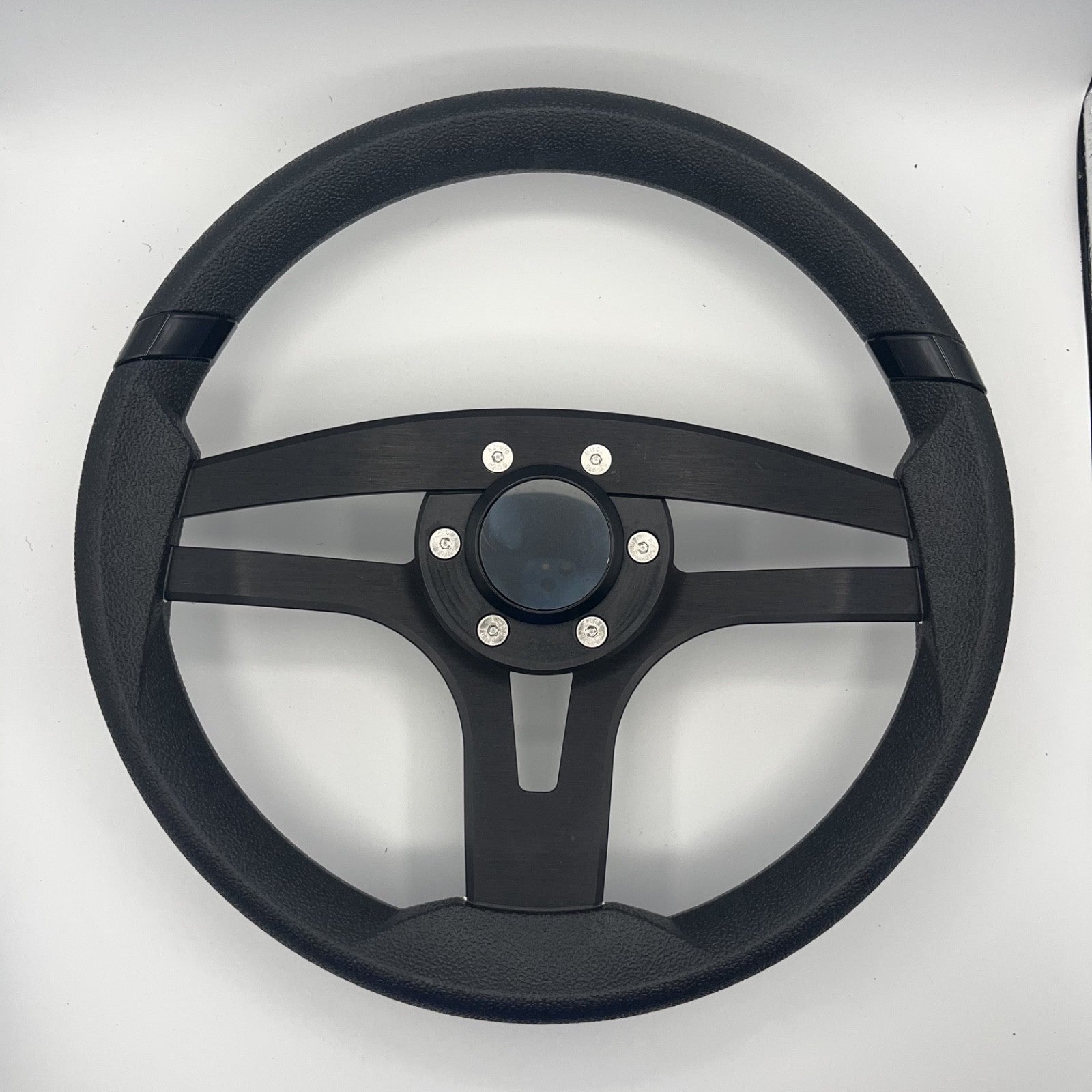 Badia Boat Steering Wheel Brushed Black Aluminum Spokes | Blank Snap-in