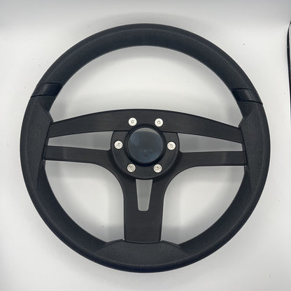 Badia Boat Steering Wheel Brushed Black Aluminum Spokes | Blank Snap-in