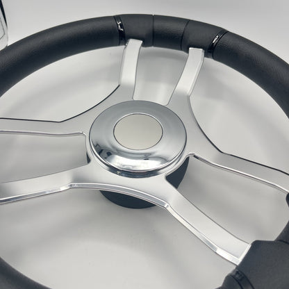 Malera Boat Steering Wheel Chrome Spokes | ABS Chrome Dome Blank SS Ctr.