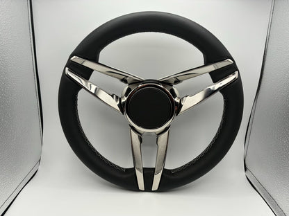 Caneva Boat Steering Wheel Stainless Steel Spoke Leather Rim | Plain