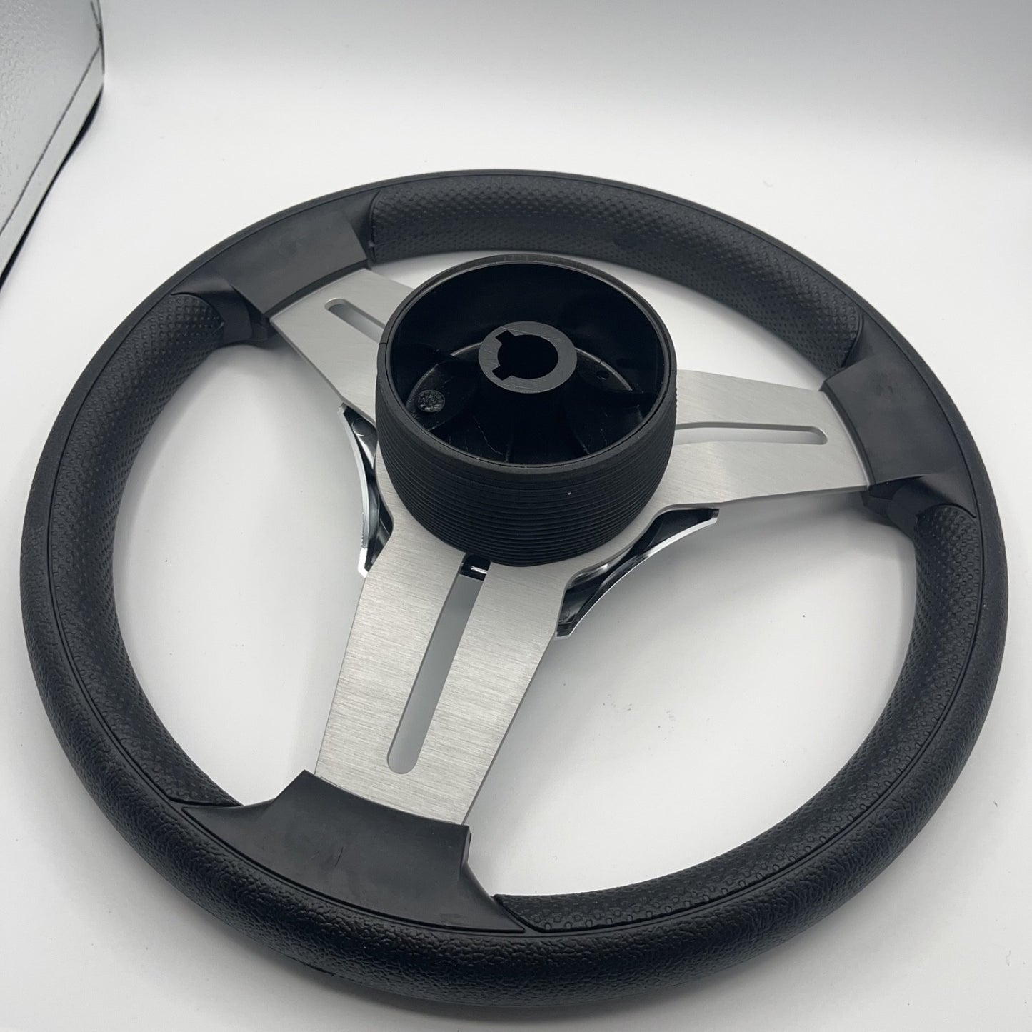 Model 15A Marine Steering Wheel Brushed Alum Spokes | Chrome Blank Cap
