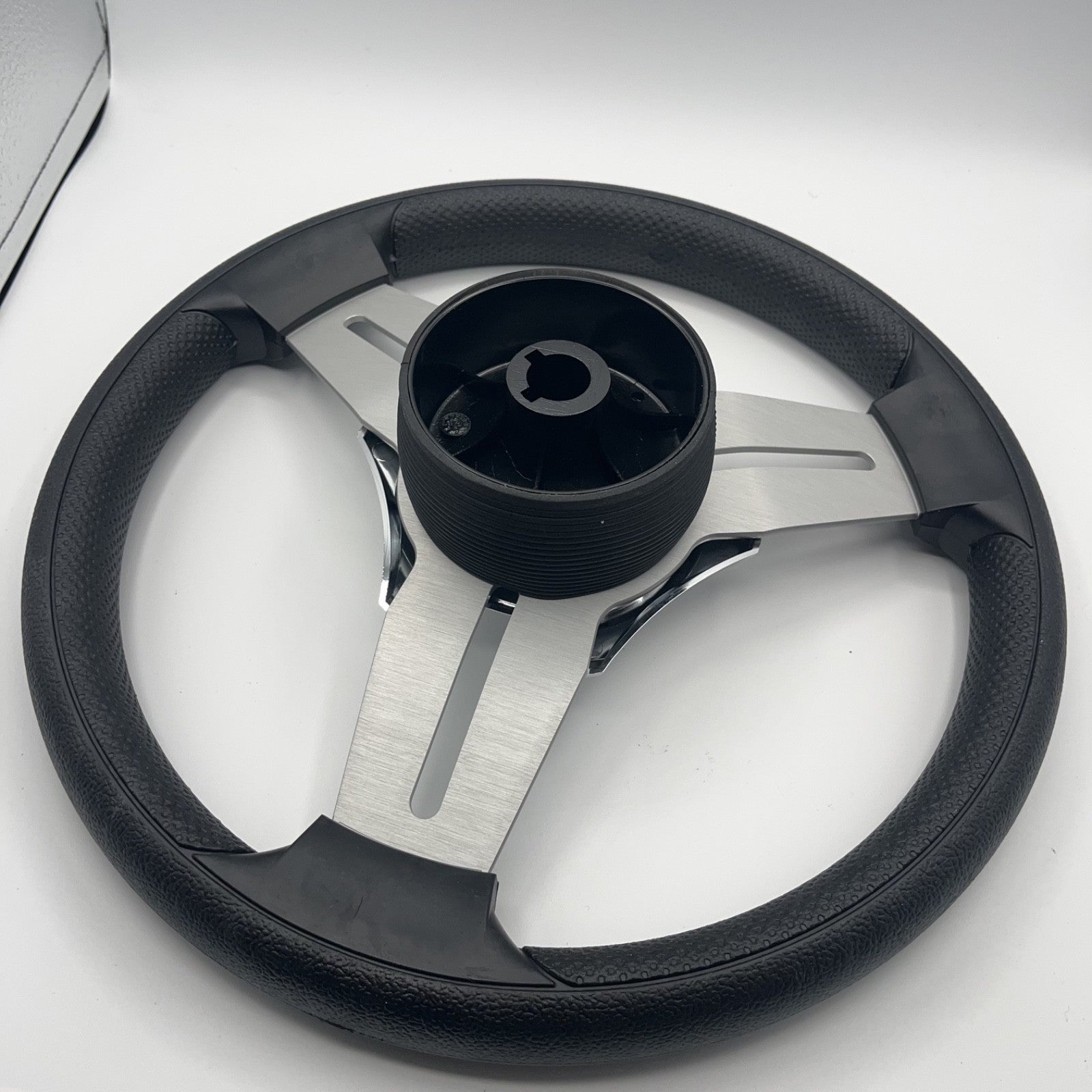 Model 15A Marine Steering Wheel Brushed Alum Spokes | Chrome Blank Cap