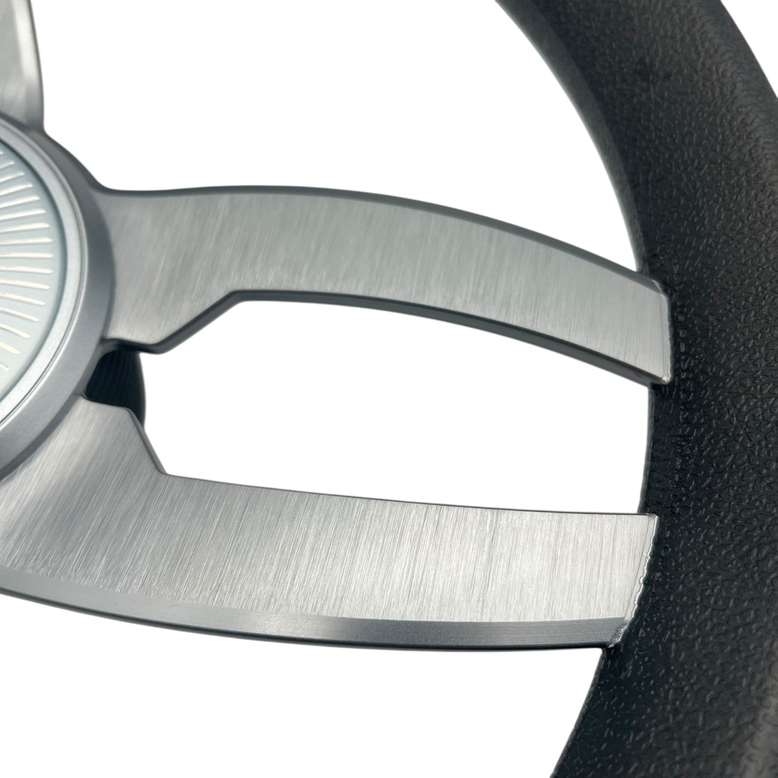 Cabrio Boat Steering Wheel Gray Brushed Alum Spoke | Starburst Center Cap