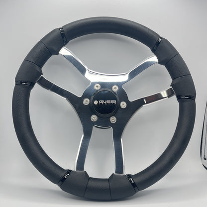 Malera Boat Steering Wheel Chrome Spokes | Snap in Stainless Gussi Cap