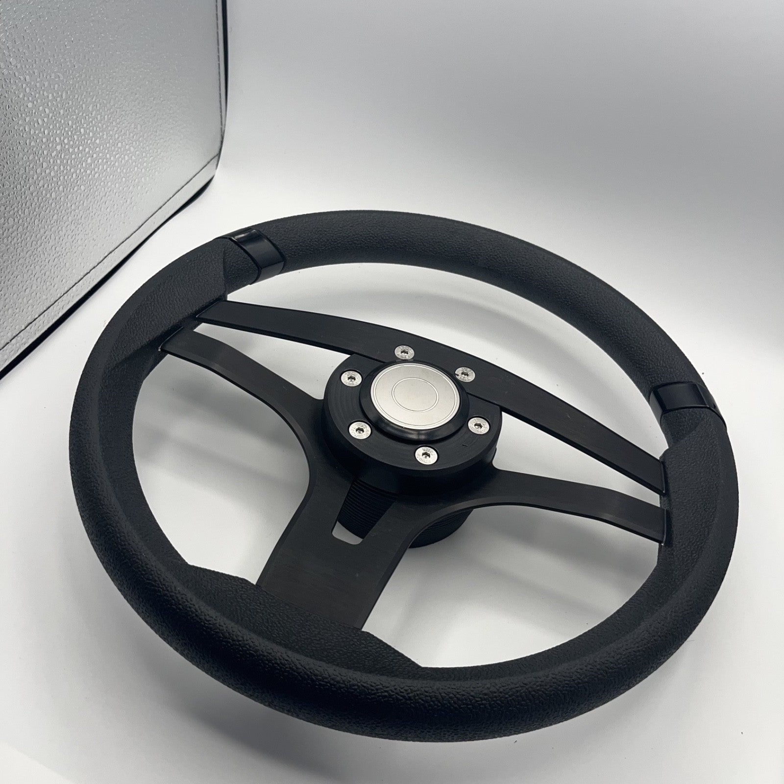 Badia Boat Steering Wheel Brushed Black Aluminum Spokes | Target Snap-in