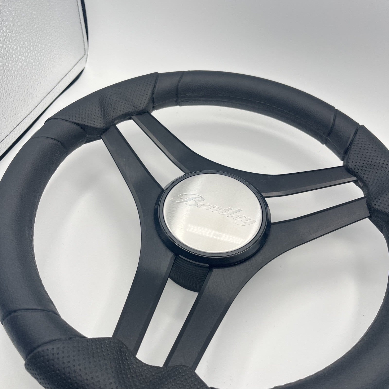 Molinara Marine Steering Wheel Black Brushed Alum Spokes | Lowe Boats