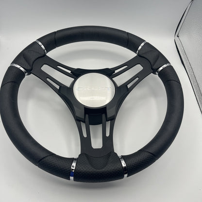 Gussi Italia Boat Steering Wheel Black Brushed Alum Spokes | Crest