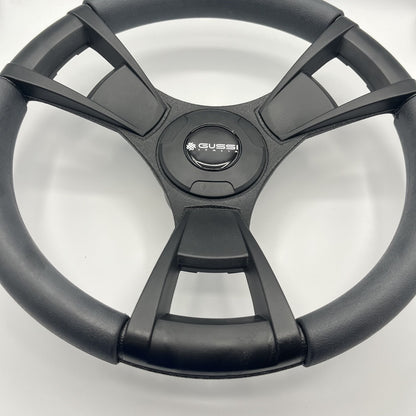 Model M13K Black Boat Steering Wheel KEY HUB Soft Touch Rim ABS Spokes