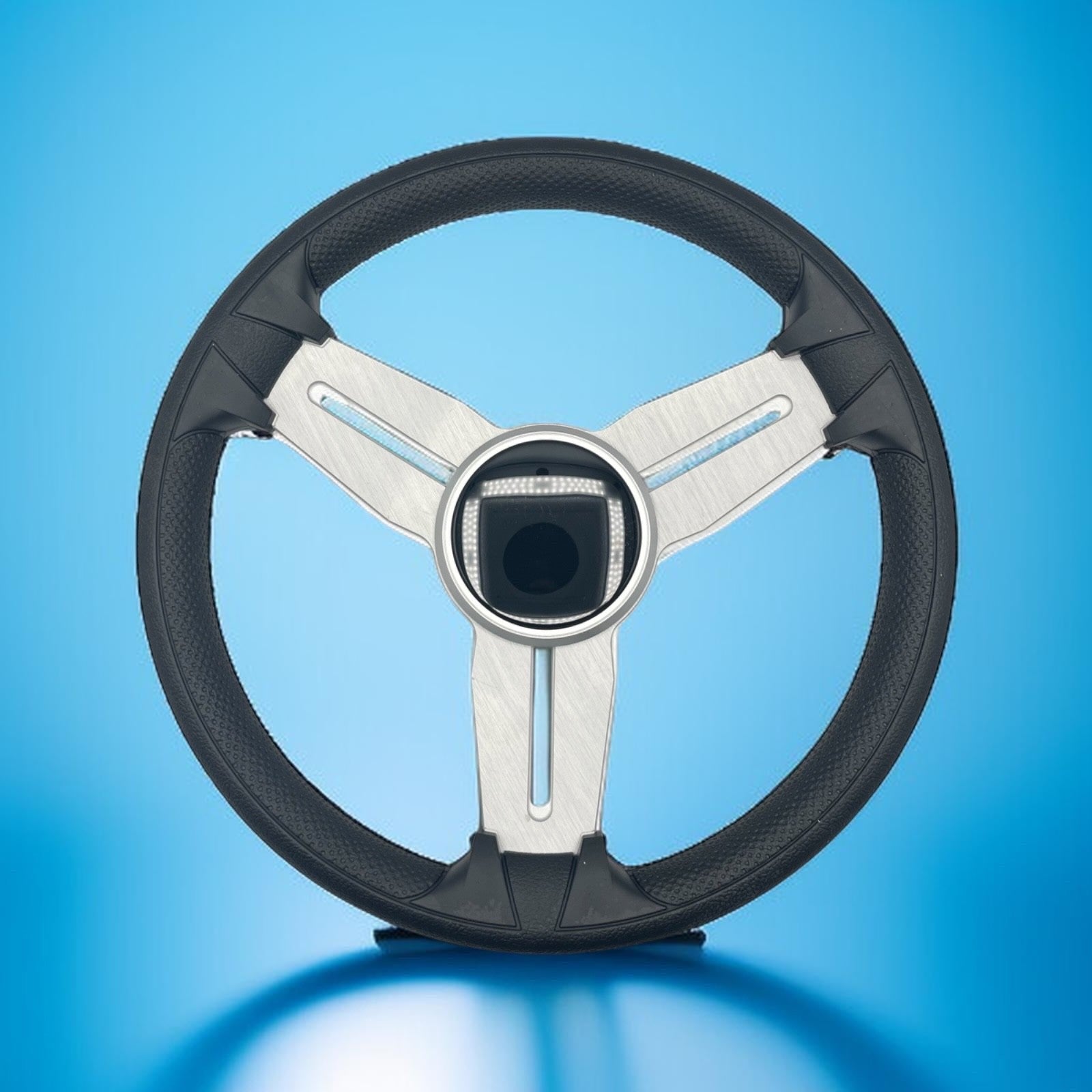 Model 15 Marine Steering Wheel Brush Alum Spokes | Black Dome