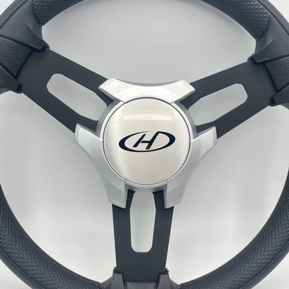 Gussi Italia Boat Model 15 Steering Wheel Black Brushed Alum Spokes | Harris