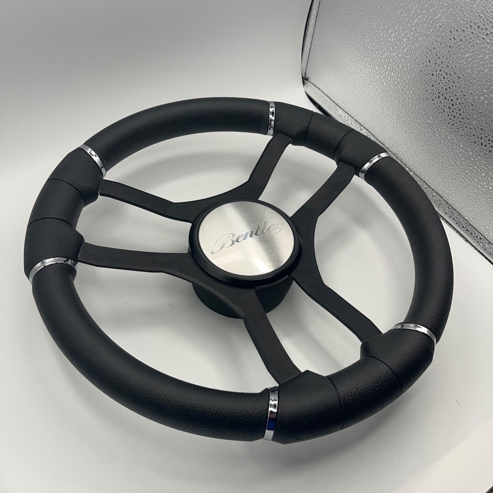 Malera Boat Steering Wheel Black Aluminum Spokes | Bentley