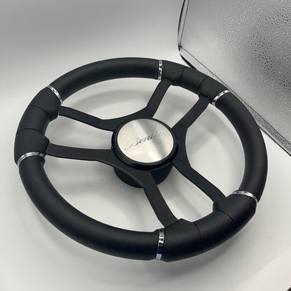 Malera Boat Steering Wheel Black Aluminum Spokes | Bentley