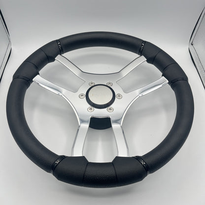 Malera Boat Steering Wheel Chrome Spokes | Snap in Stainless Gussi Cap