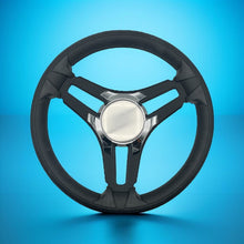 Gussi Italia Marine Steering Wheel Black Brush Metal Spokes | Chrome Plain