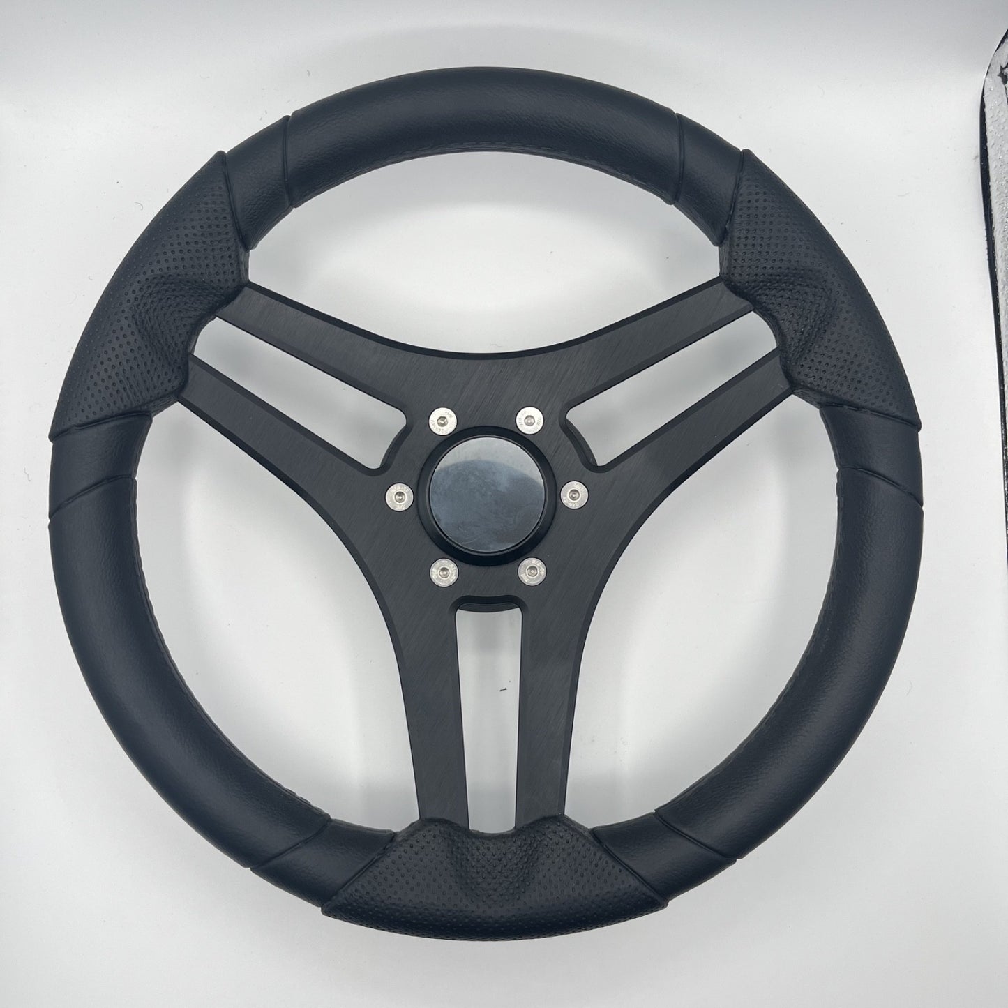 Molinara Marine Steering Wheel Black Brushed Alum Spokes | Blank Style