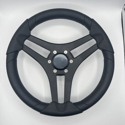 Molinara Marine Steering Wheel Black Brushed Alum Spokes | Blank Style