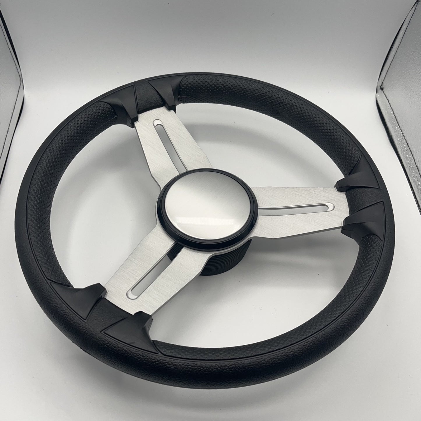 Model 15A Marine Steering Wheel Brushed Aluminum Spokes | Blank Cap