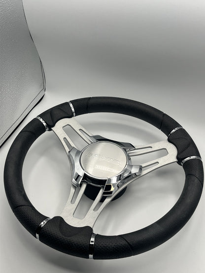 Verona Boat Steering Wheel Gray Brushed Aluminum Spokes | Gussi Italia