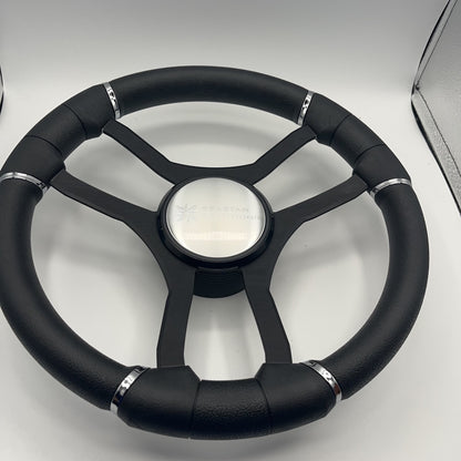 Malera Boat Steering Wheel Black Aluminum Spokes | Seastar Solutions