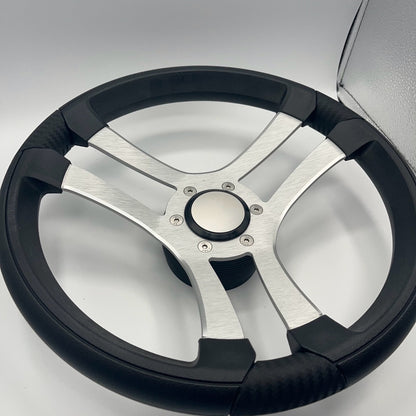 Benaco Boat Steering Wheel Brushed Aluminum Spokes | Blank Snap-in