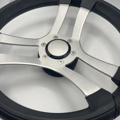 Benaco Boat Steering Wheel Brushed Aluminum Spokes | Gussi Snap-in