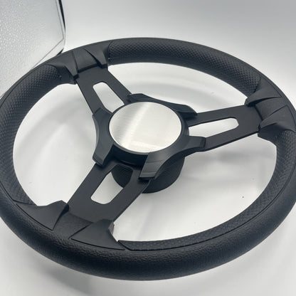 Gussi Italia Boat Model 15 Steering Wheel Black Brushed Alum Spokes |BlackPlain