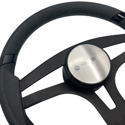 Badia Boat Steering Wheel Brushed Black Aluminum Spokes