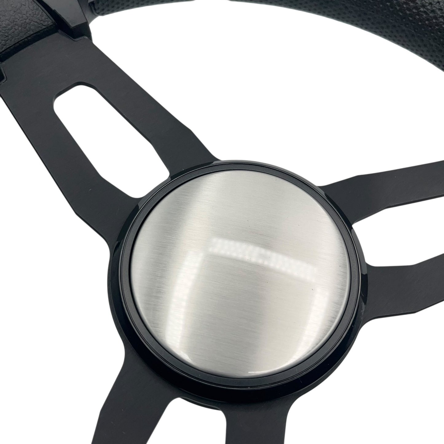 Model 15 Marine Steering Wheel Black Brushed Aluminum Spokes | Blank Dome