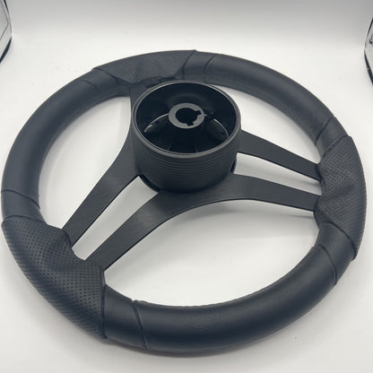 Molinara Marine Steering Wheel Black Brushed Alum Spokes | Lowe Boats