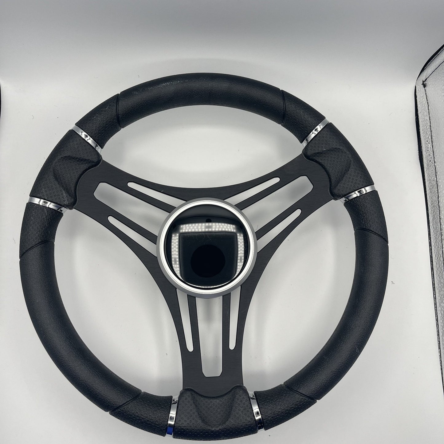 Gussi Italia Boat Steering Wheel Black Brushed Alum Spokes | Black Dome