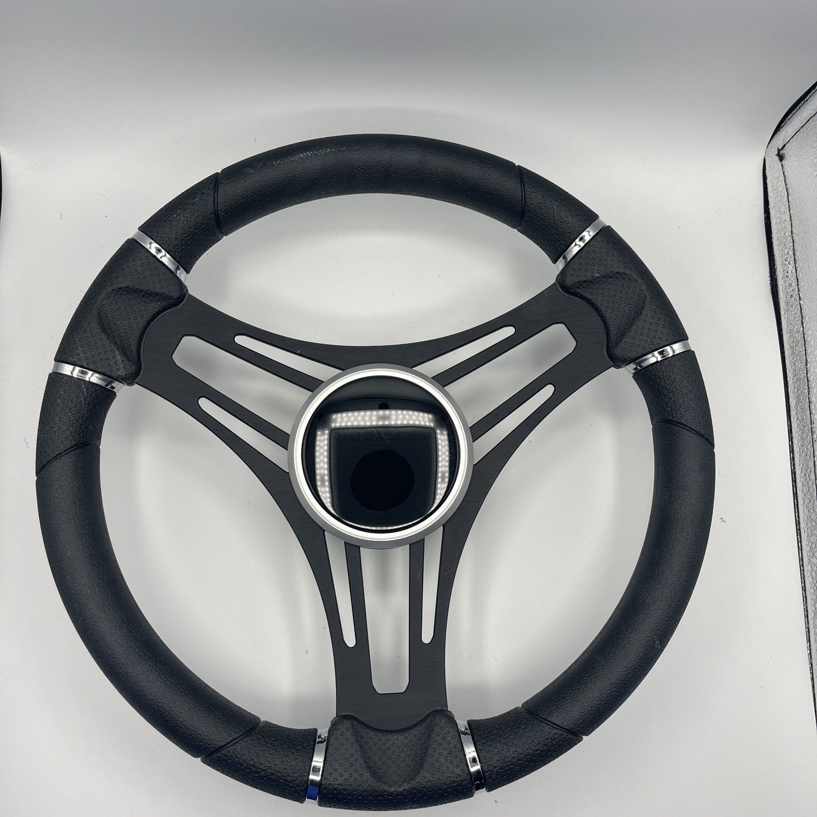 Gussi Italia Boat Steering Wheel Black Brushed Alum Spokes | Black Dome