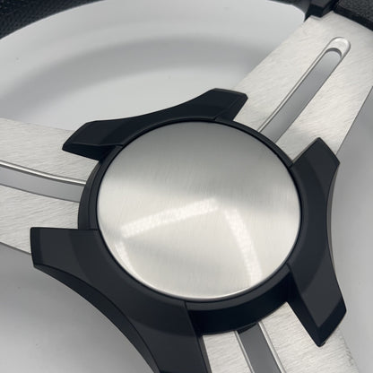Model 15 Marine Steering Wheel Brushed Aluminum Spokes | Black Blank