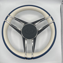 Cobalt Boat Steering Wheel Stainless Steel Spoke Blue Leather Rim | Cobalt Logo
