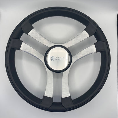 Benaco Boat Steering Wheel Brushed Aluminum Spokes | Seastar Solutions