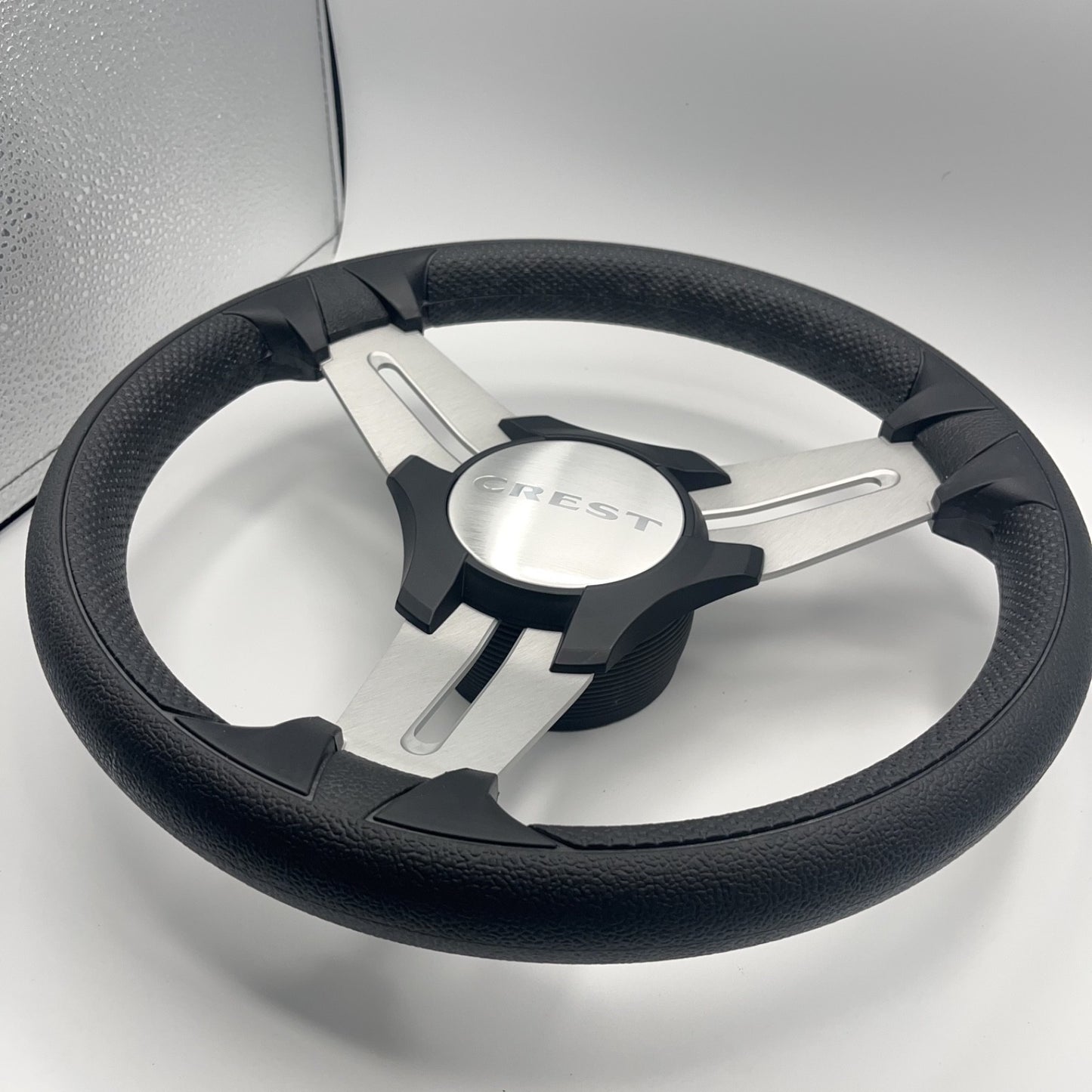Model 15 Marine Steering Wheel Brushed Aluminum Spokes | Crest Logo