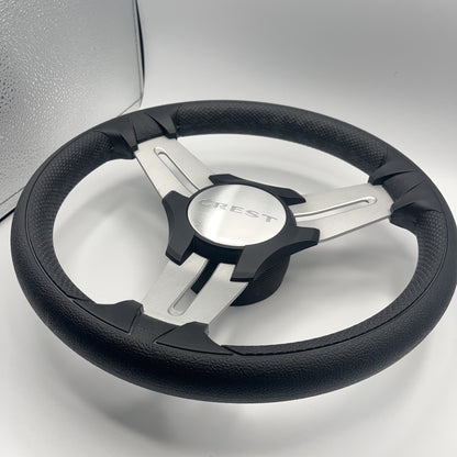 Model 15 Marine Steering Wheel Brushed Aluminum Spokes | Crest Logo