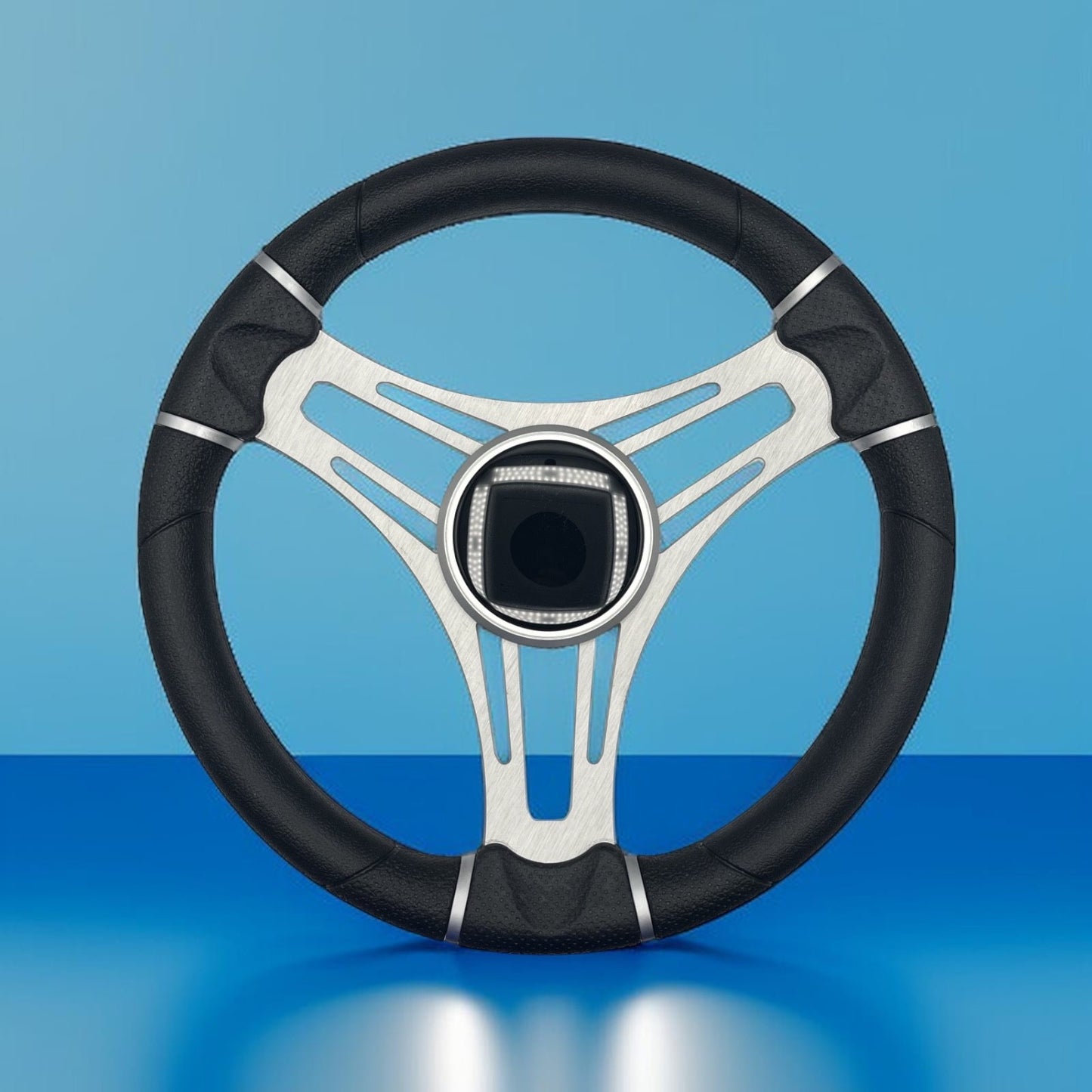 Gussi Italia Boat Steering Wheel Brushed Aluminum Spoke | Black Dome