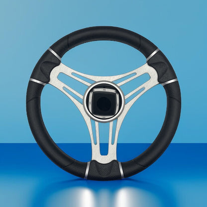 Gussi Italia Boat Steering Wheel Brushed Aluminum Spoke | Black Dome