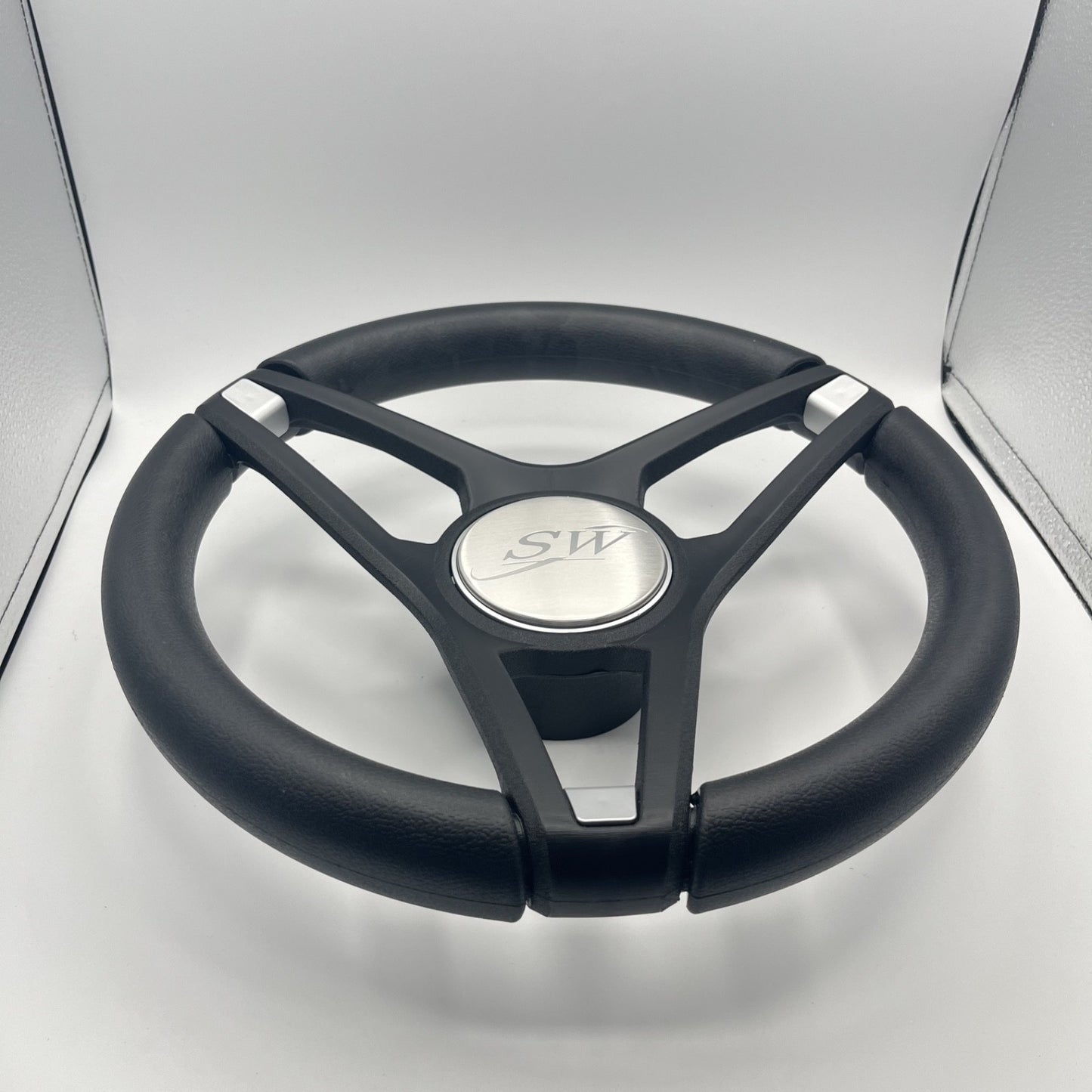 Molino Black w/Soft Touch Urethane Rim Boat Steering Wheel | Blue Wave