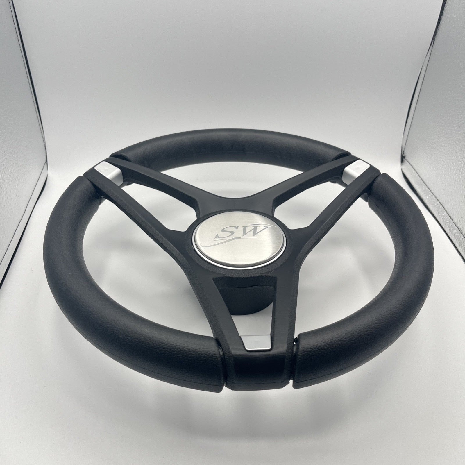 Molino Black w/Soft Touch Urethane Rim Boat Steering Wheel | Blue Wave