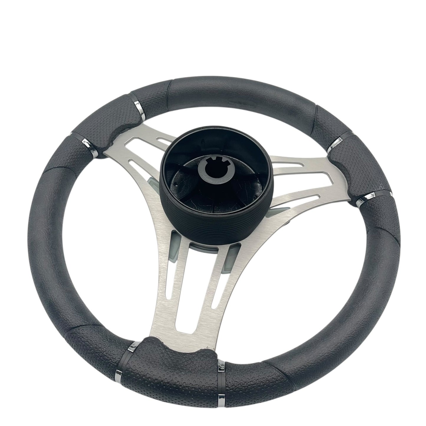 Verona Boat Steering Wheel Gray Brushed Aluminum Spokes | Plain