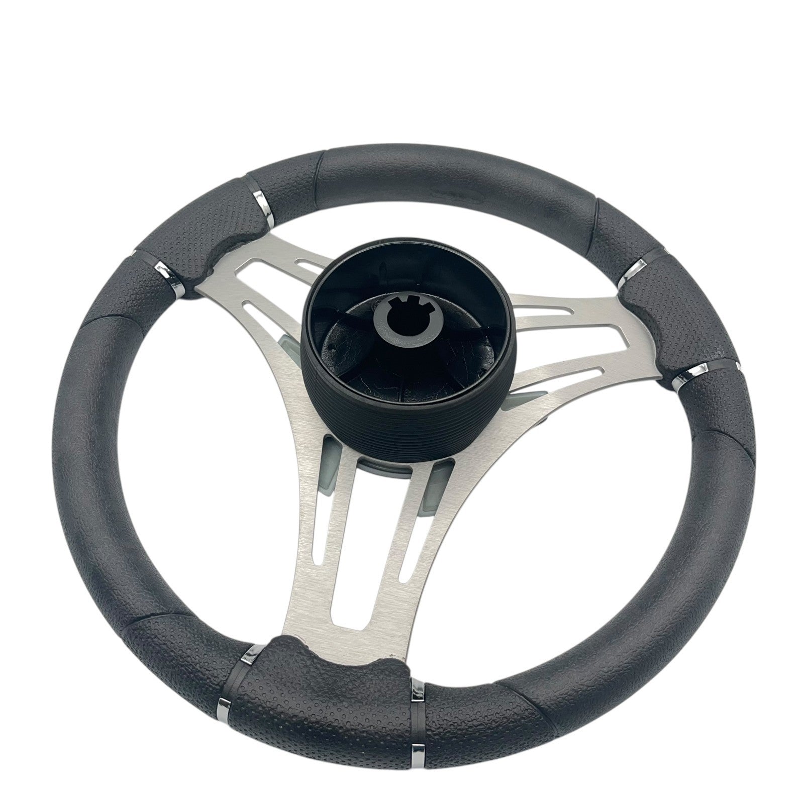 Verona Boat Steering Wheel Gray Brushed Aluminum Spokes | Plain