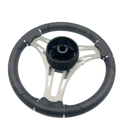 Verona Boat Steering Wheel Gray Brushed Aluminum Spokes | Plain