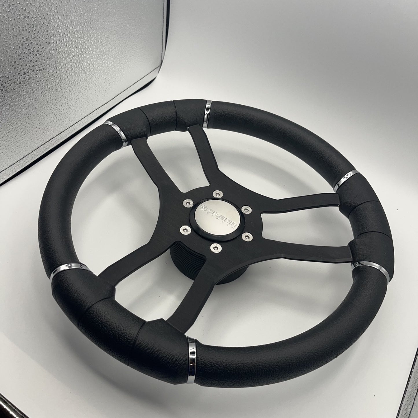 Malera Boat Steering Wheel Black Aluminum Spokes | Gussi Snap-in